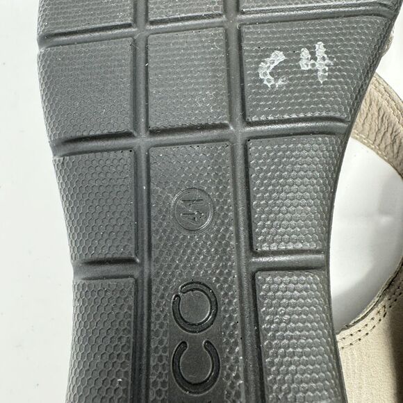 Ecco Felicia Wedge Slingback Strappy Sandals Tan Gray Leather Womens Sz 41 10.5 - Picture 6 of 6